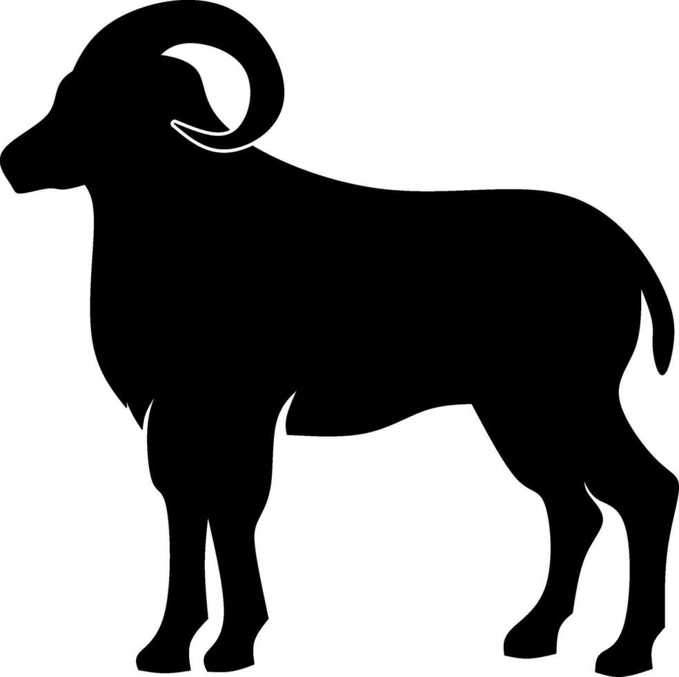 Ram icon vector illustration. Silhouette ram sheep icon for livestock, food, animal and eid al adha event. Graphic resource for qurban design in islam and muslim culture
