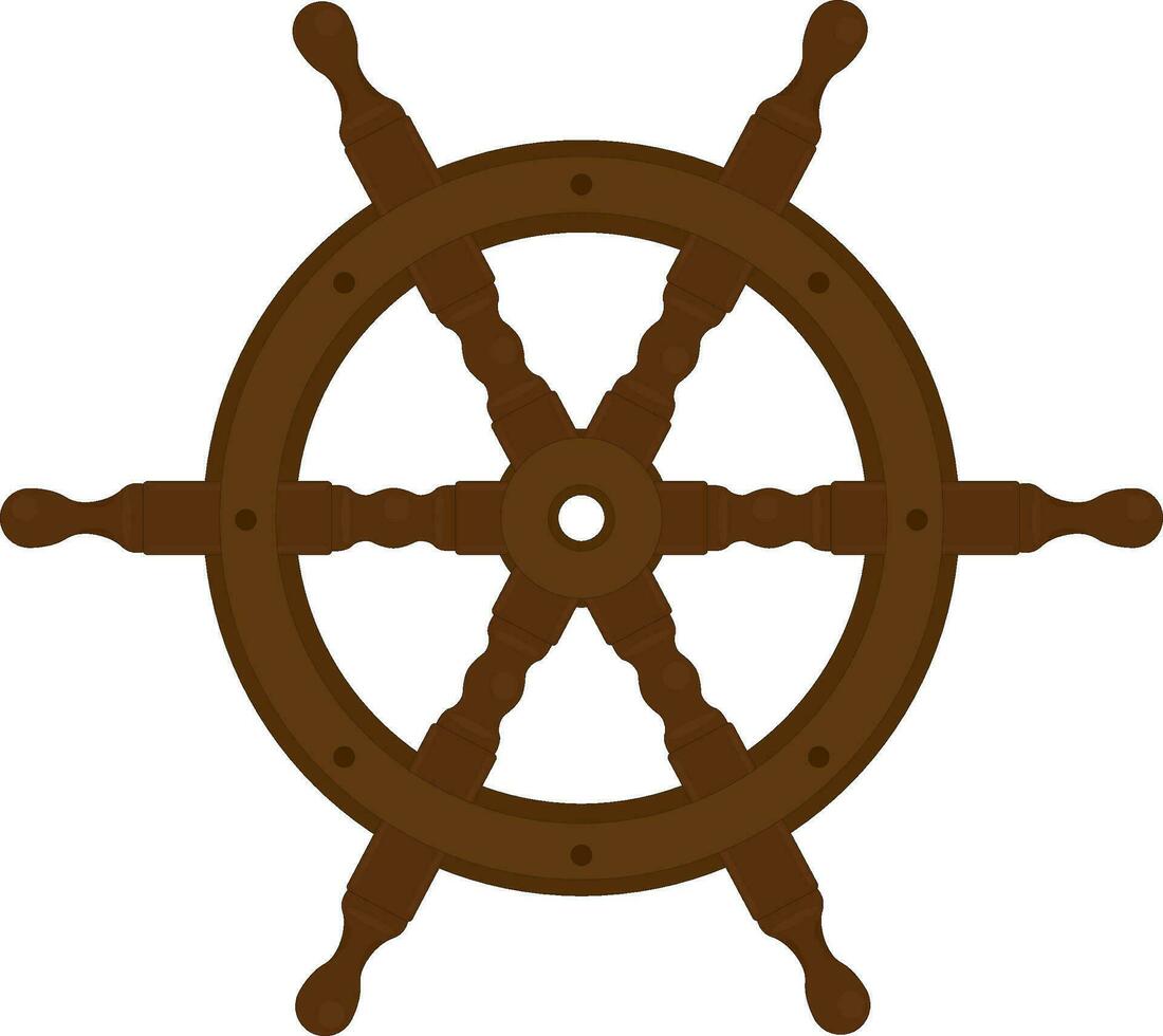 Wooden vintage ship steering wheel vector illustration