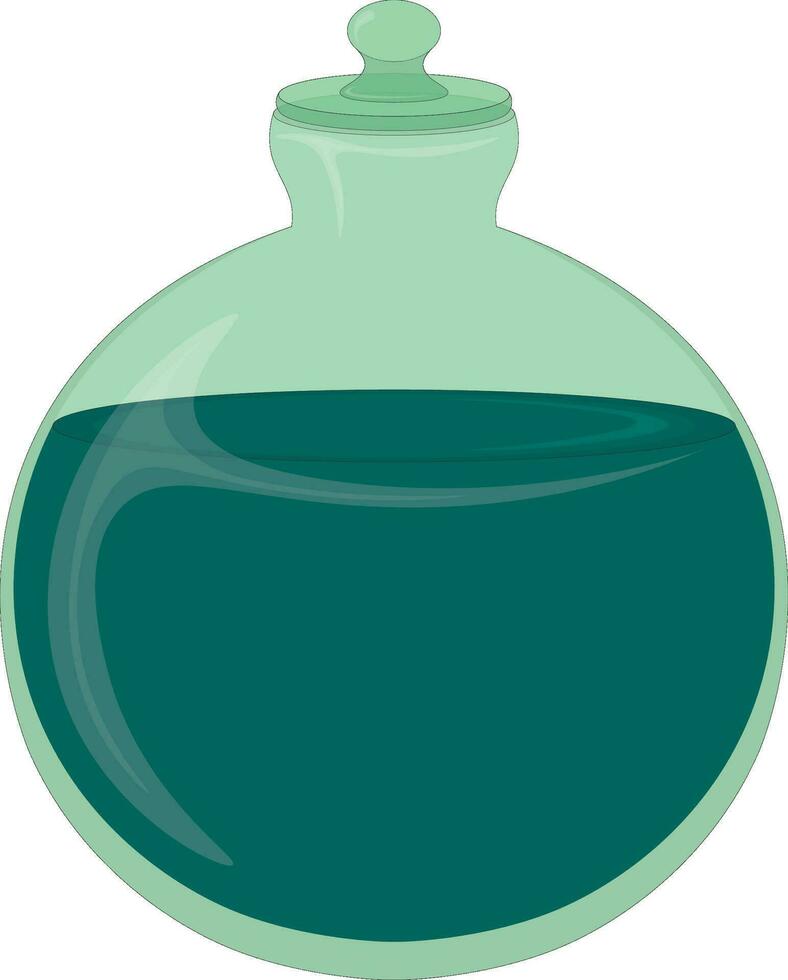 Turquoise potion in sphere bottle vector illustration
