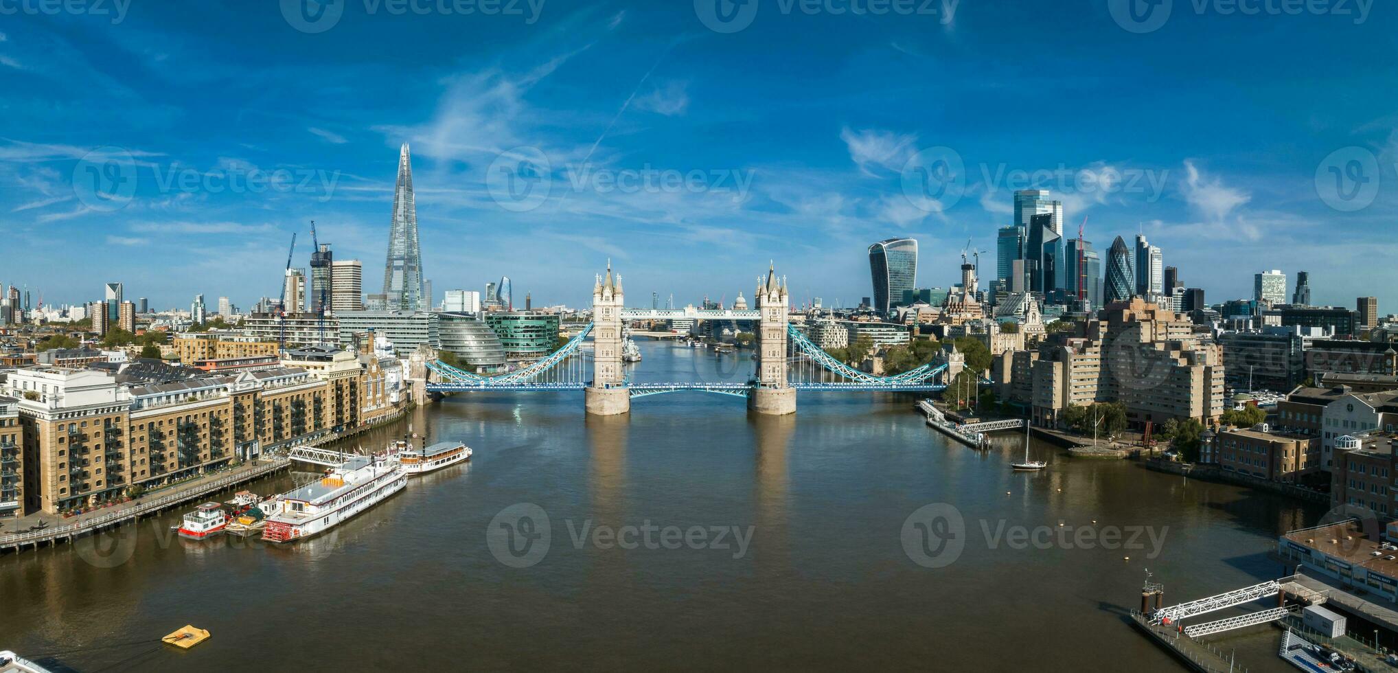 Iconic Tower Bridge connecting Londong with Southwark on the Thames River photo