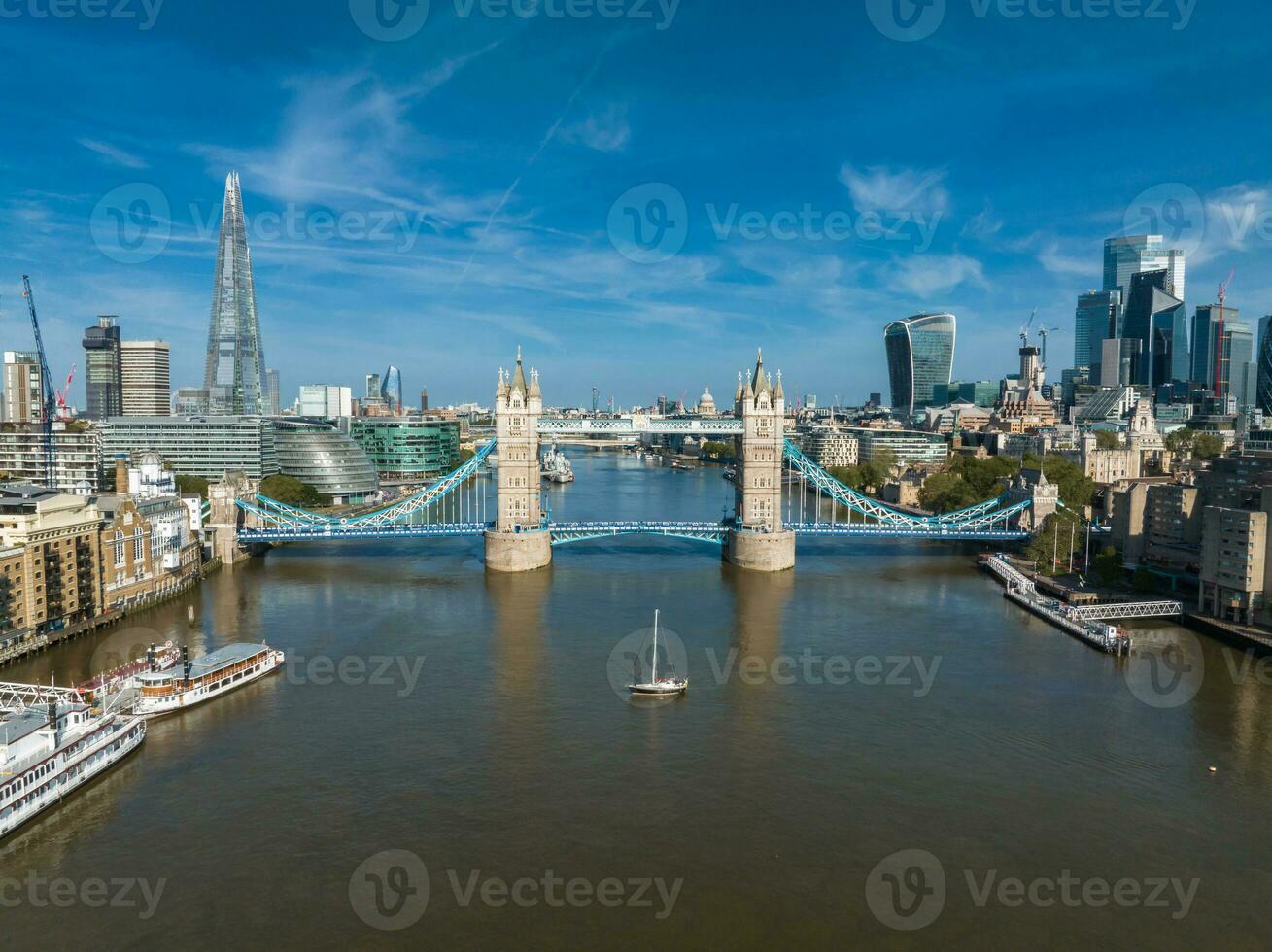 Iconic Tower Bridge connecting Londong with Southwark on the Thames River photo