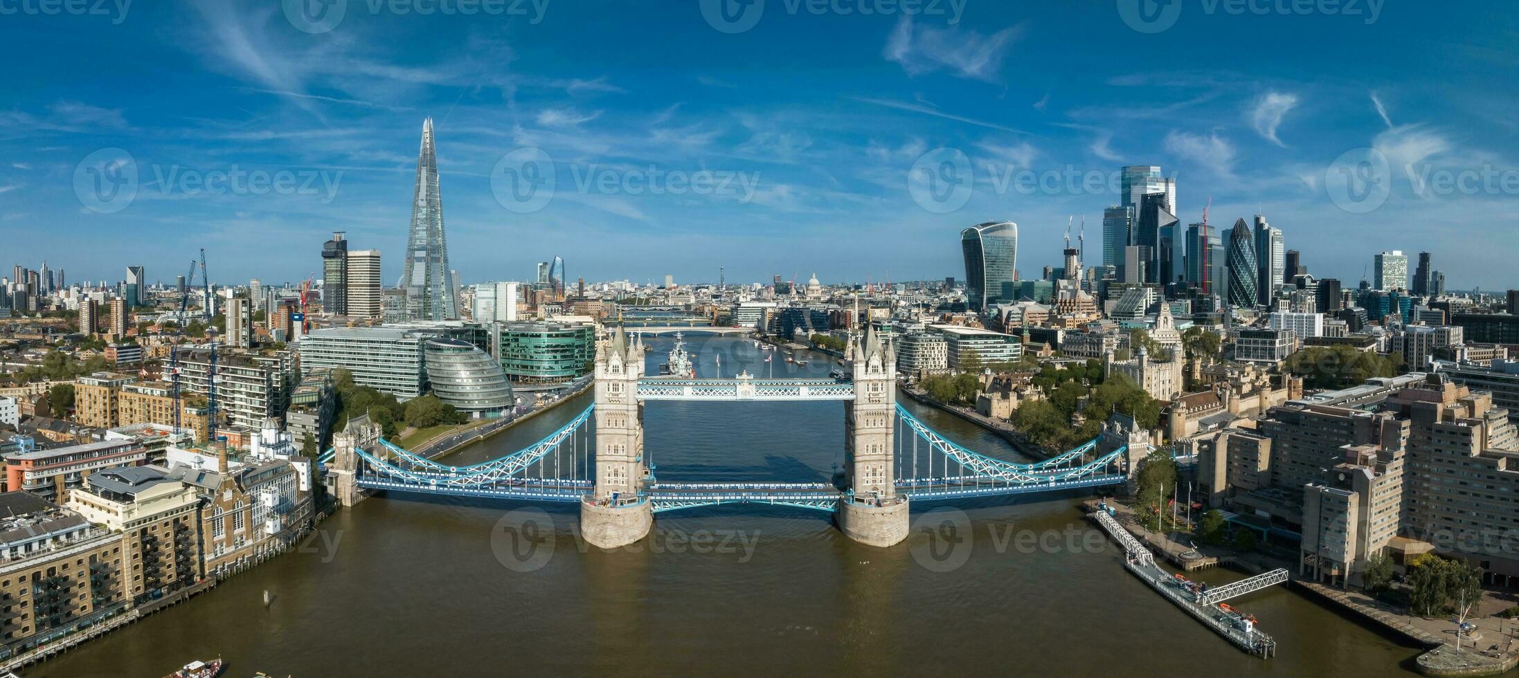 Iconic Tower Bridge connecting Londong with Southwark on the Thames River photo