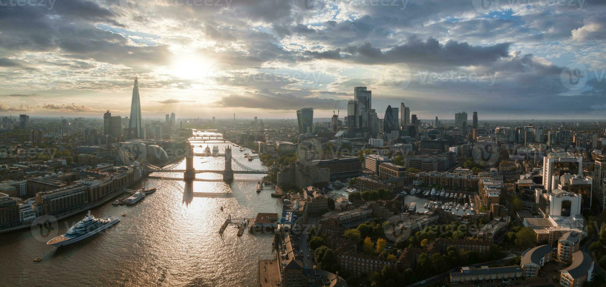 Iconic Tower Bridge connecting Londong with Southwark on the Thames River photo