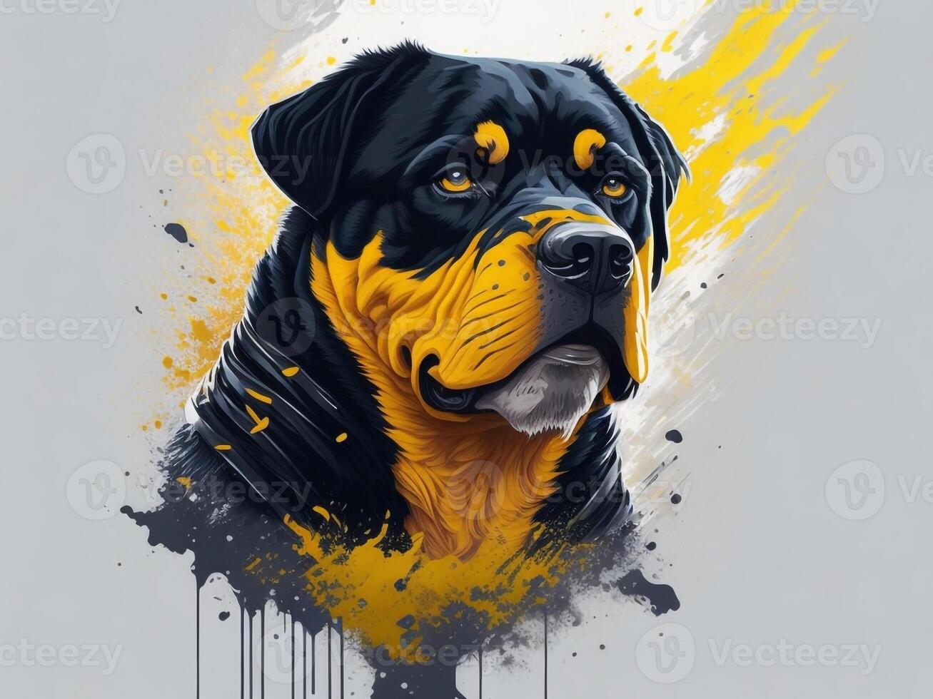 A detailed illustration cool ninja Rottweil and dog face T shirts design and stickers photo