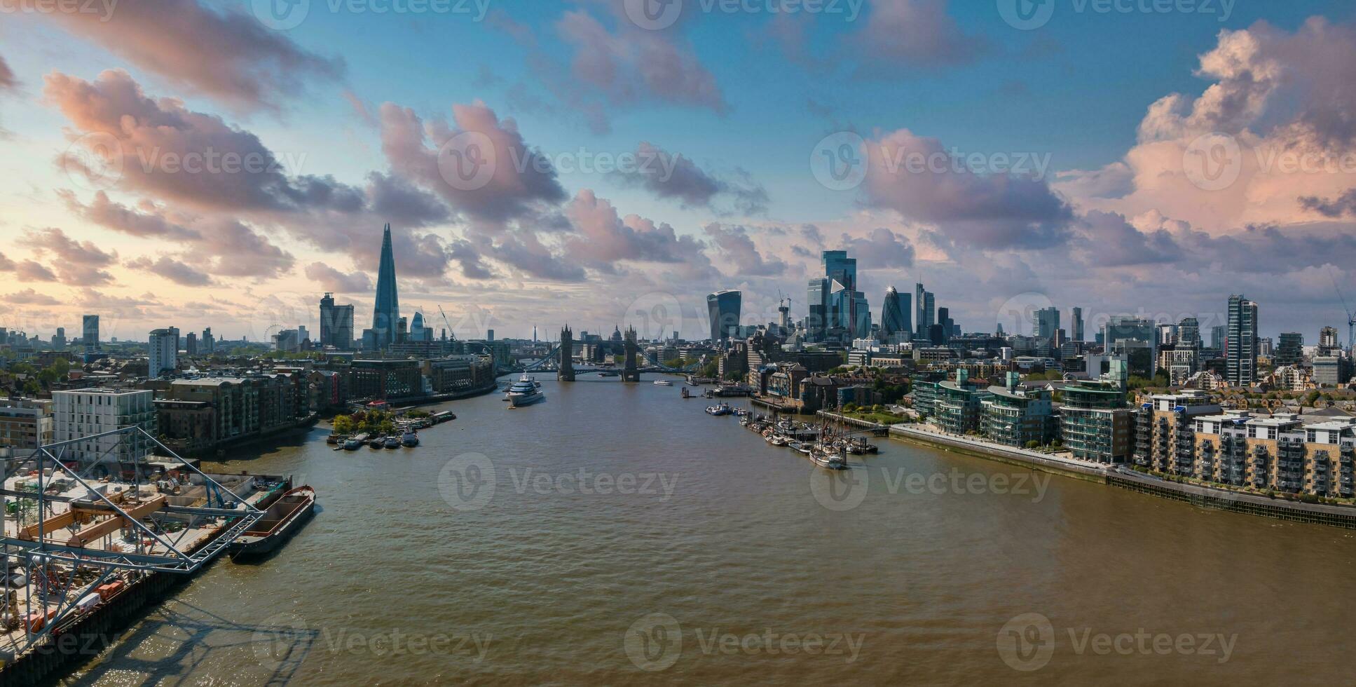 Iconic Tower Bridge connecting Londong with Southwark on the Thames River photo