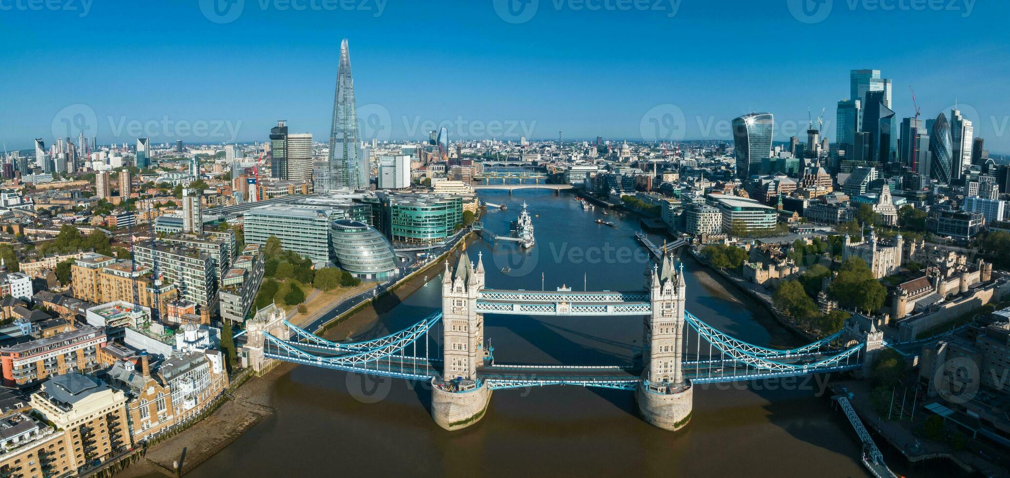 Iconic Tower Bridge connecting Londong with Southwark on the Thames River photo