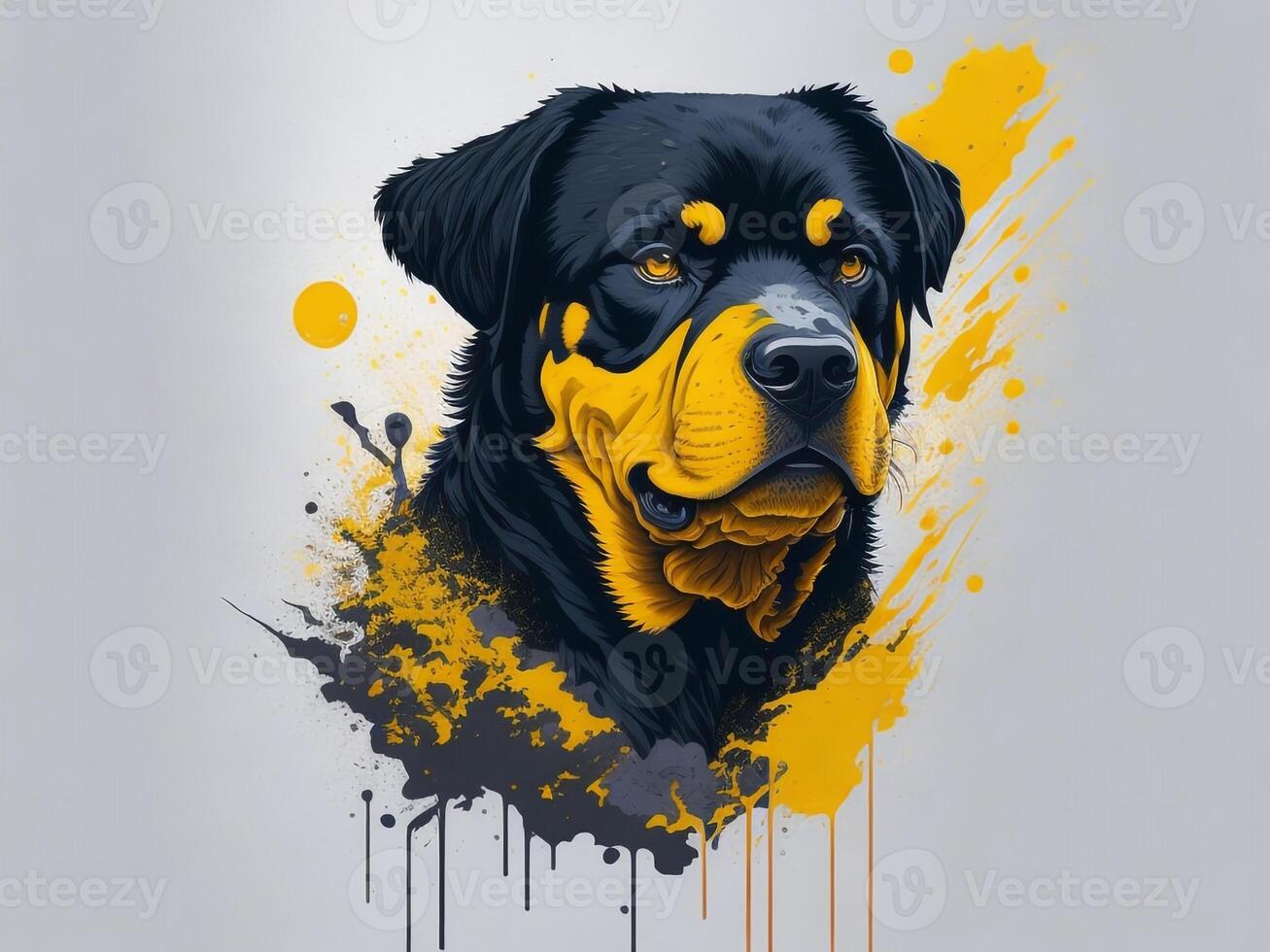 A detailed illustration cool ninja Rottweil and dog face T shirts design and stickers photo