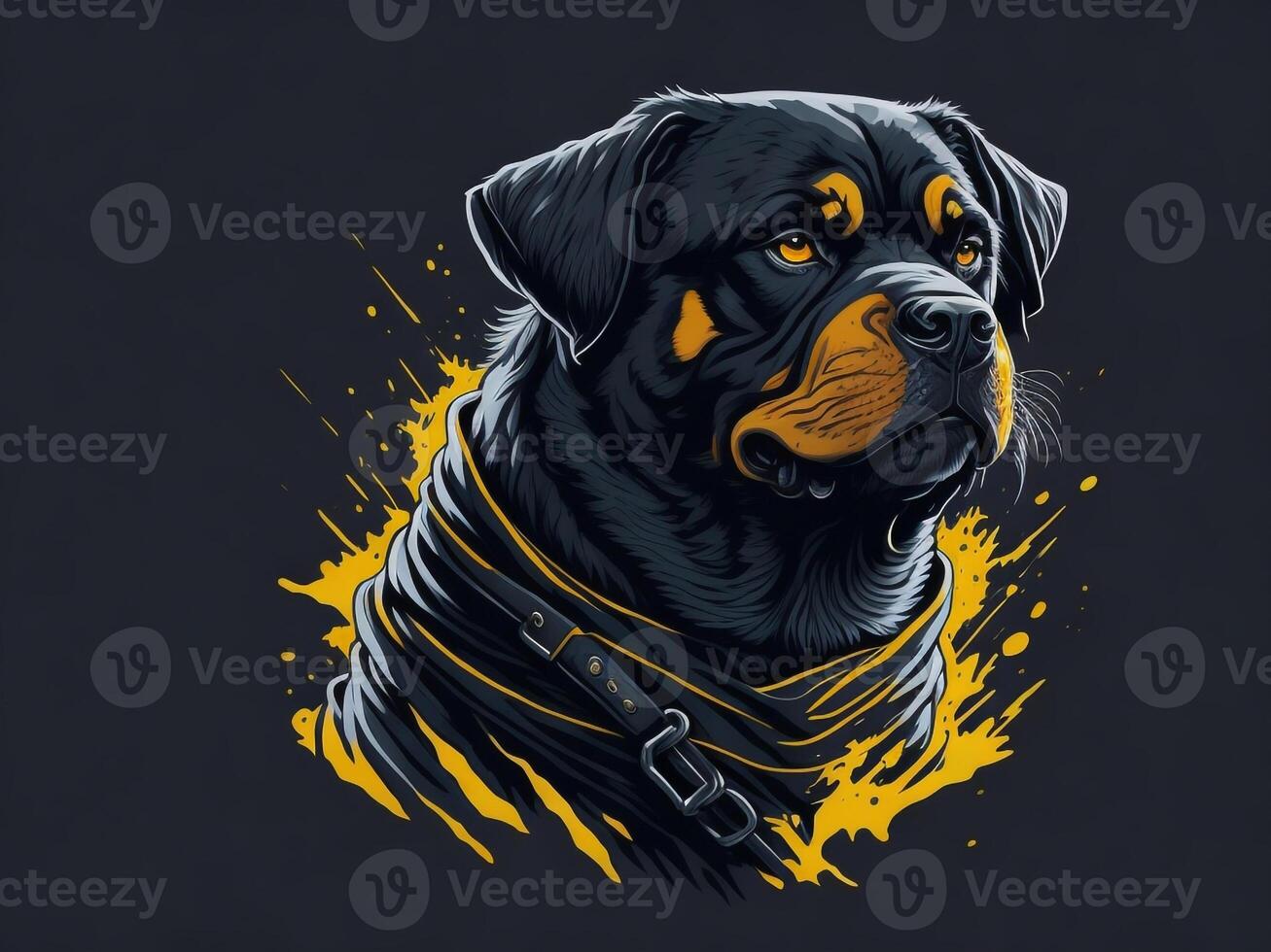 A detailed illustration cool ninja Rottweil and dog face T shirts design and stickers photo