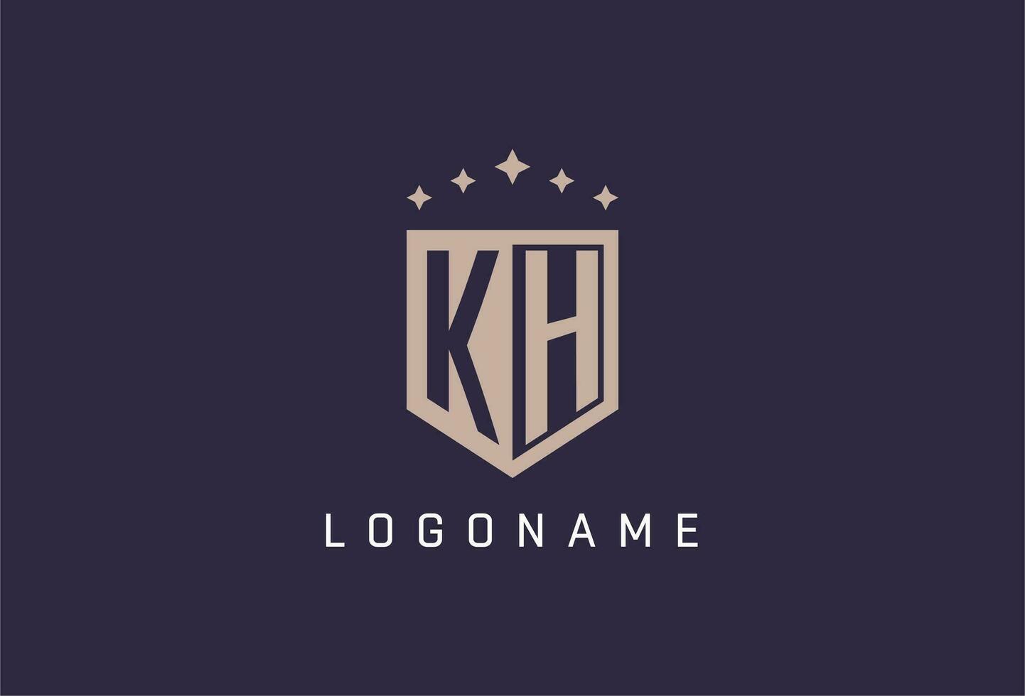 KH initial shield logo icon geometric style design vector
