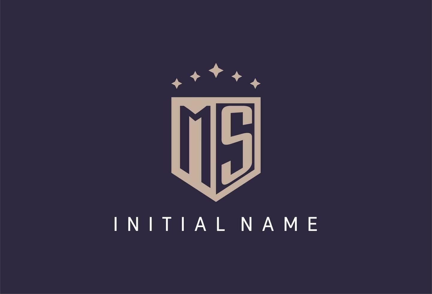 MS initial shield logo icon geometric style design vector
