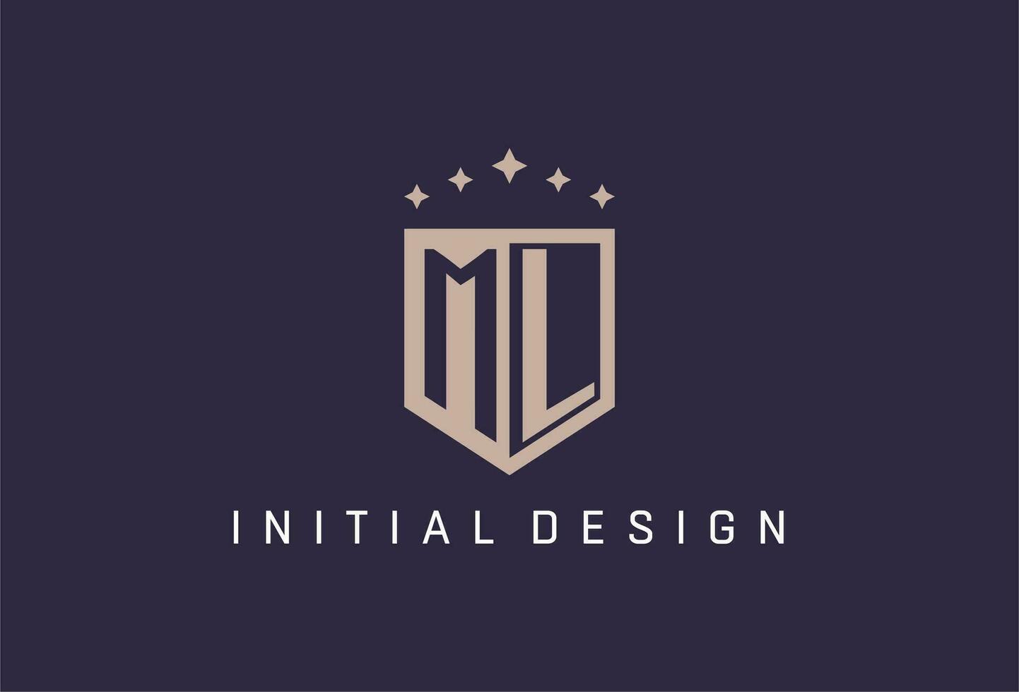 ML initial shield logo icon geometric style design vector