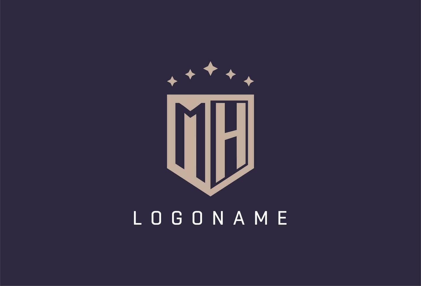 MH initial shield logo icon geometric style design vector