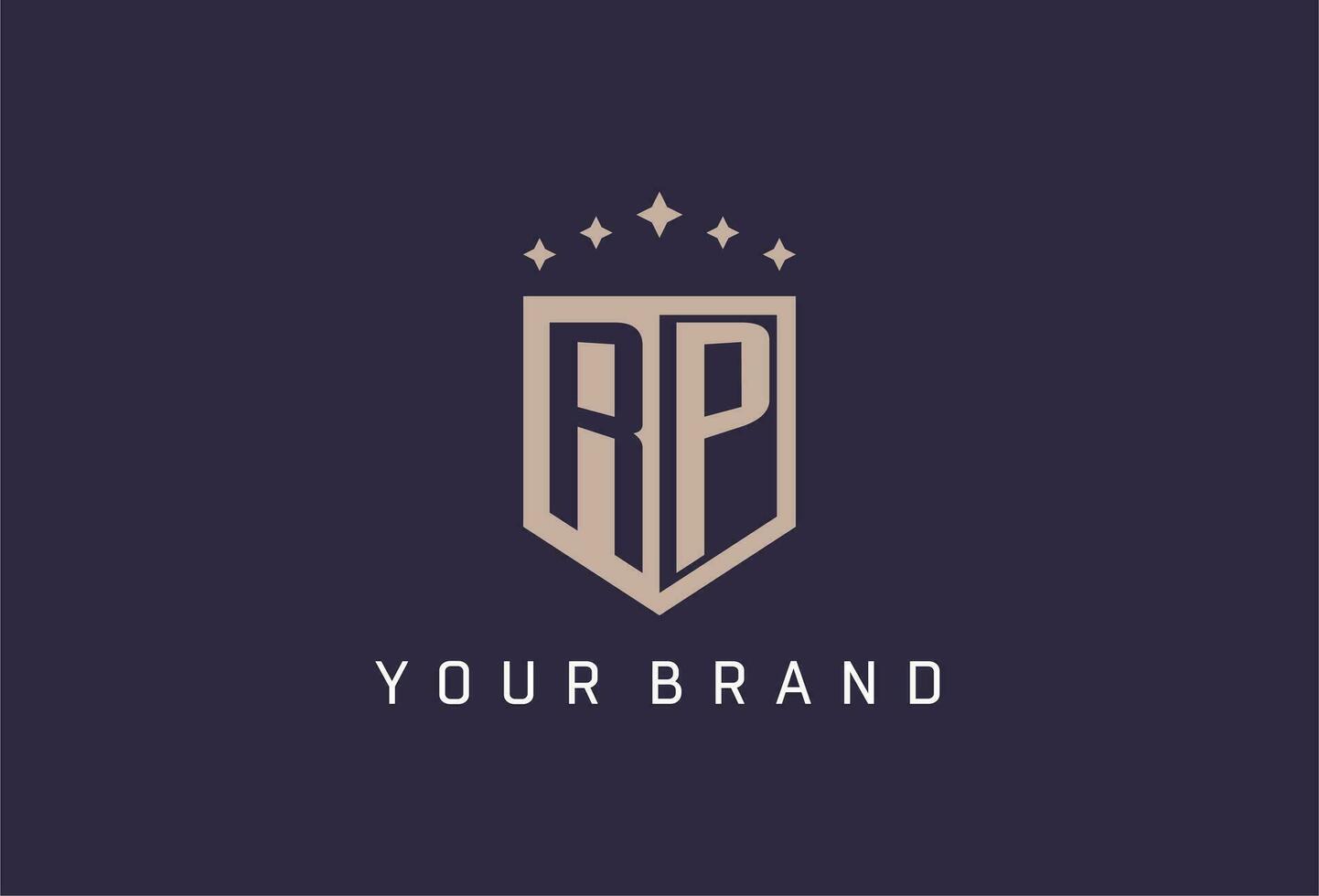 RP initial shield logo icon geometric style design vector