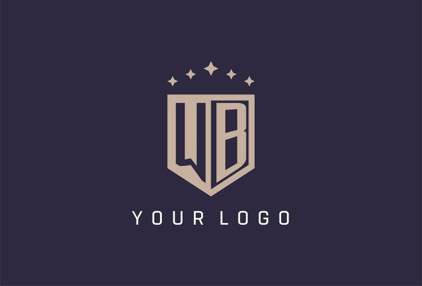 WB initial shield logo icon geometric style design vector