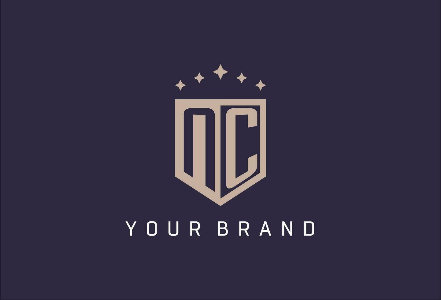 NC initial shield logo icon geometric style design vector