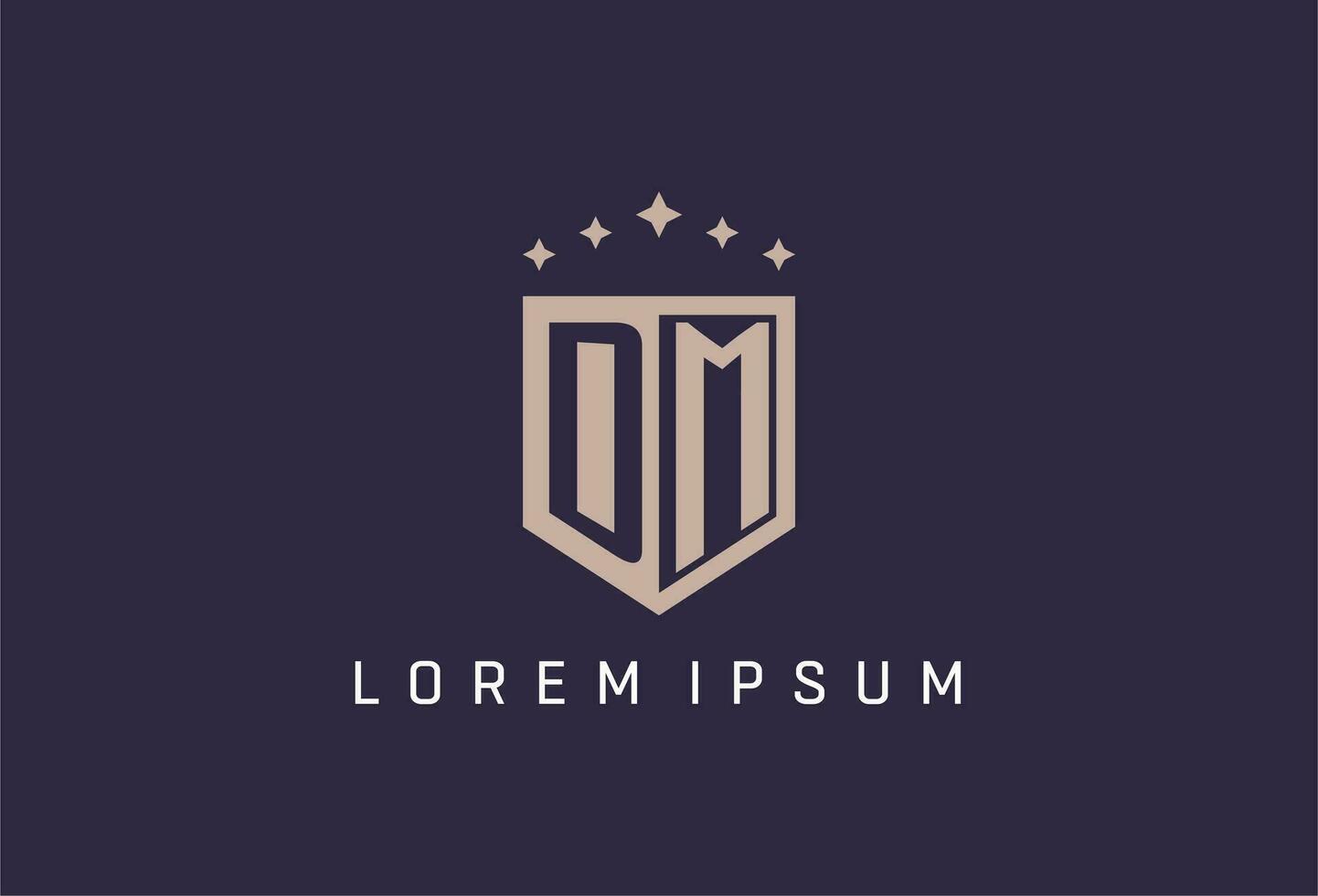 DM initial shield logo icon geometric style design vector