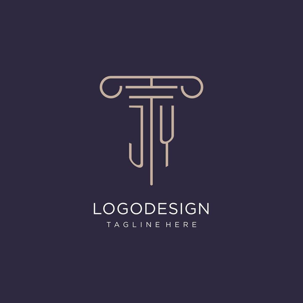 jy inicial con pilar logo diseño, lujo ley oficina logo estilo vector