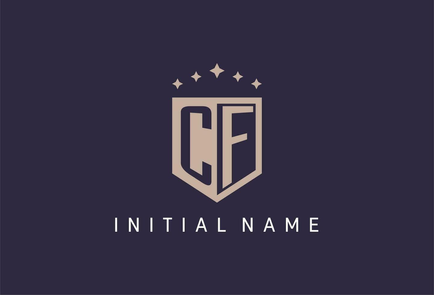 CF initial shield logo icon geometric style design vector