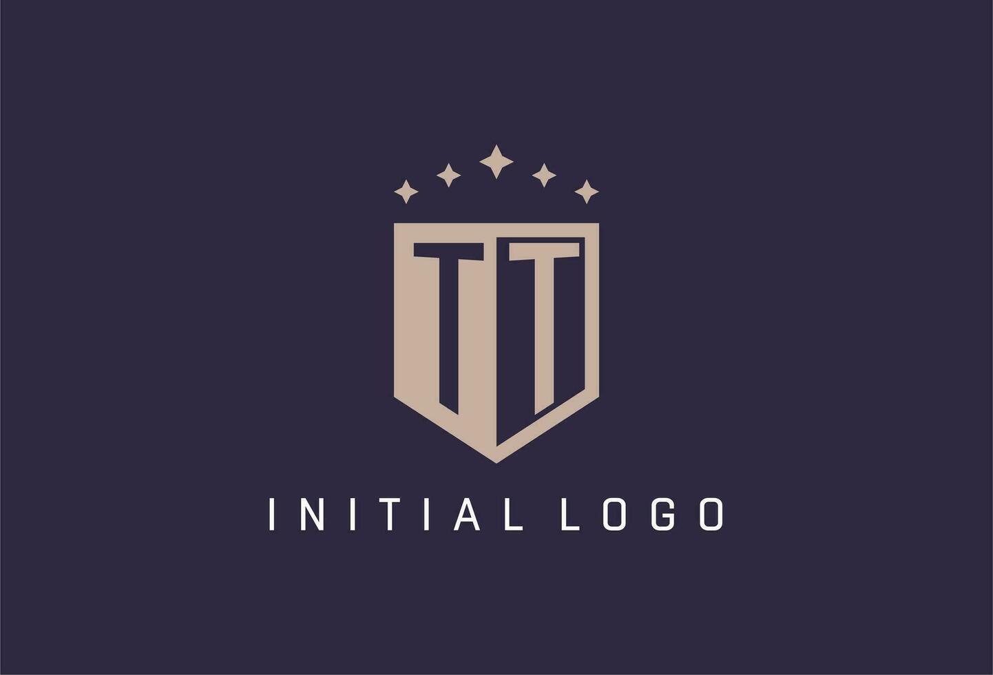 TT initial shield logo icon geometric style design vector