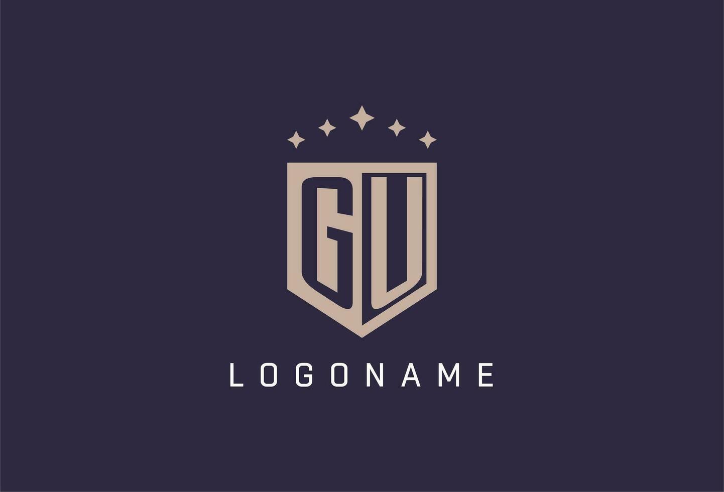 GU initial shield logo icon geometric style design vector