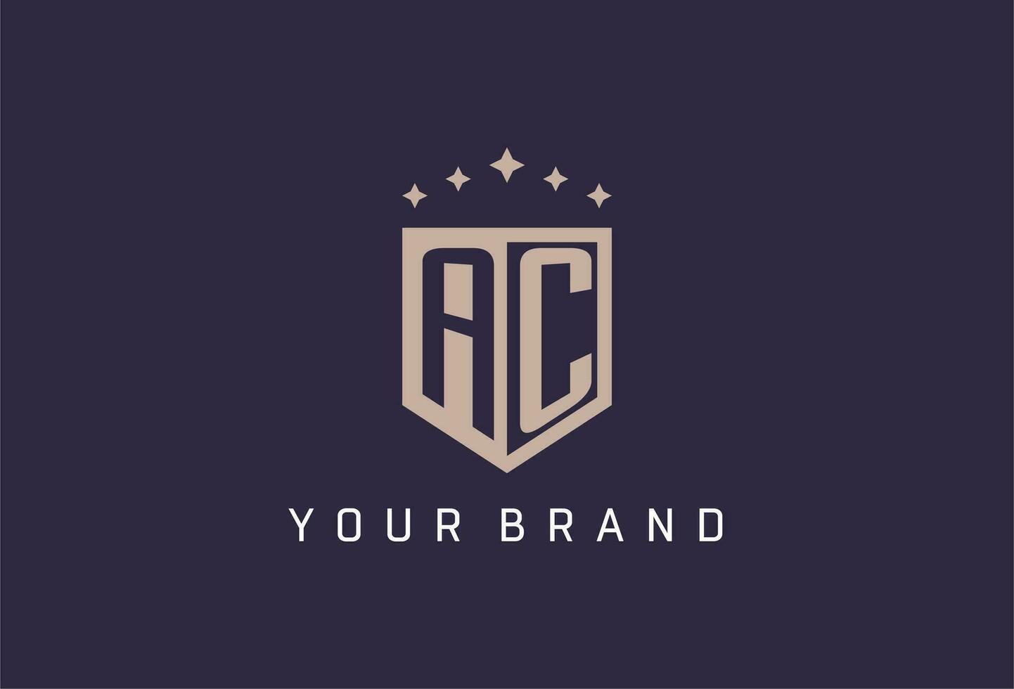 AC initial shield logo icon geometric style design vector
