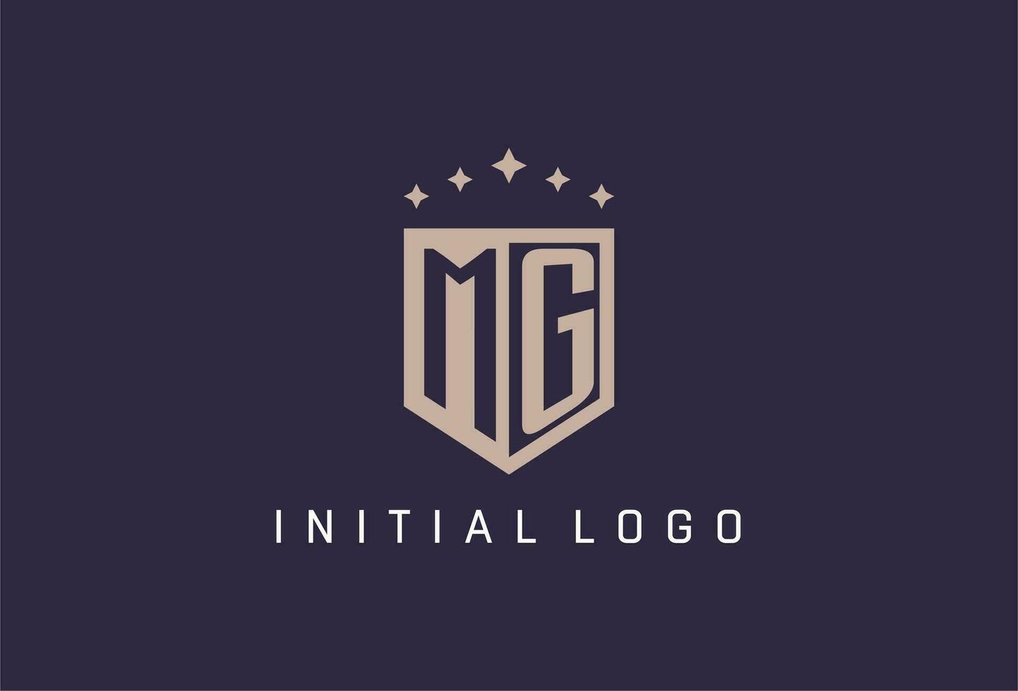 MG initial shield logo icon geometric style design vector