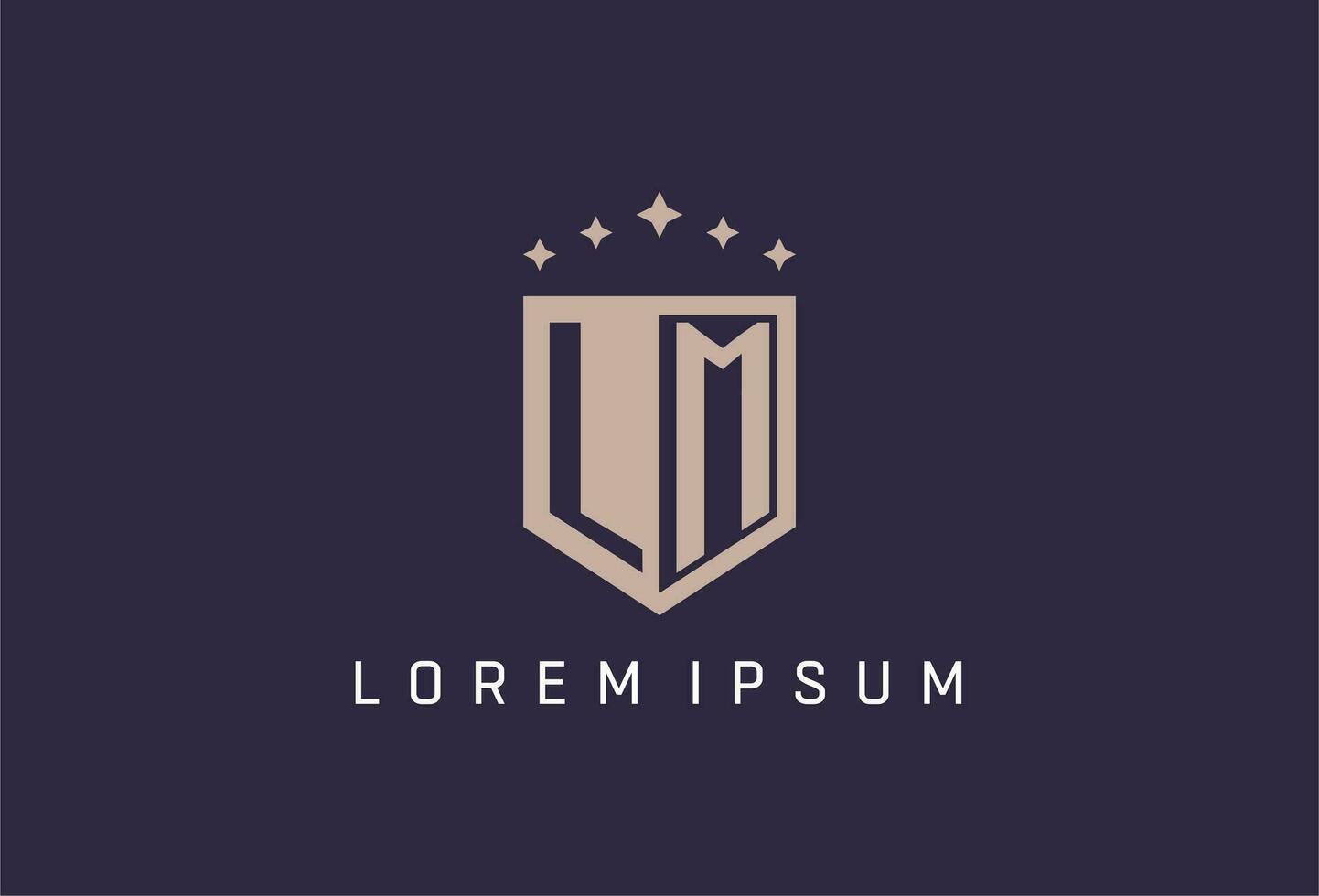 LM initial shield logo icon geometric style design vector