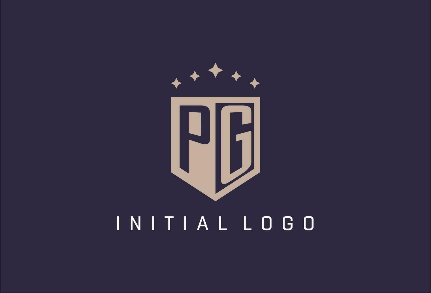 PG initial shield logo icon geometric style design vector