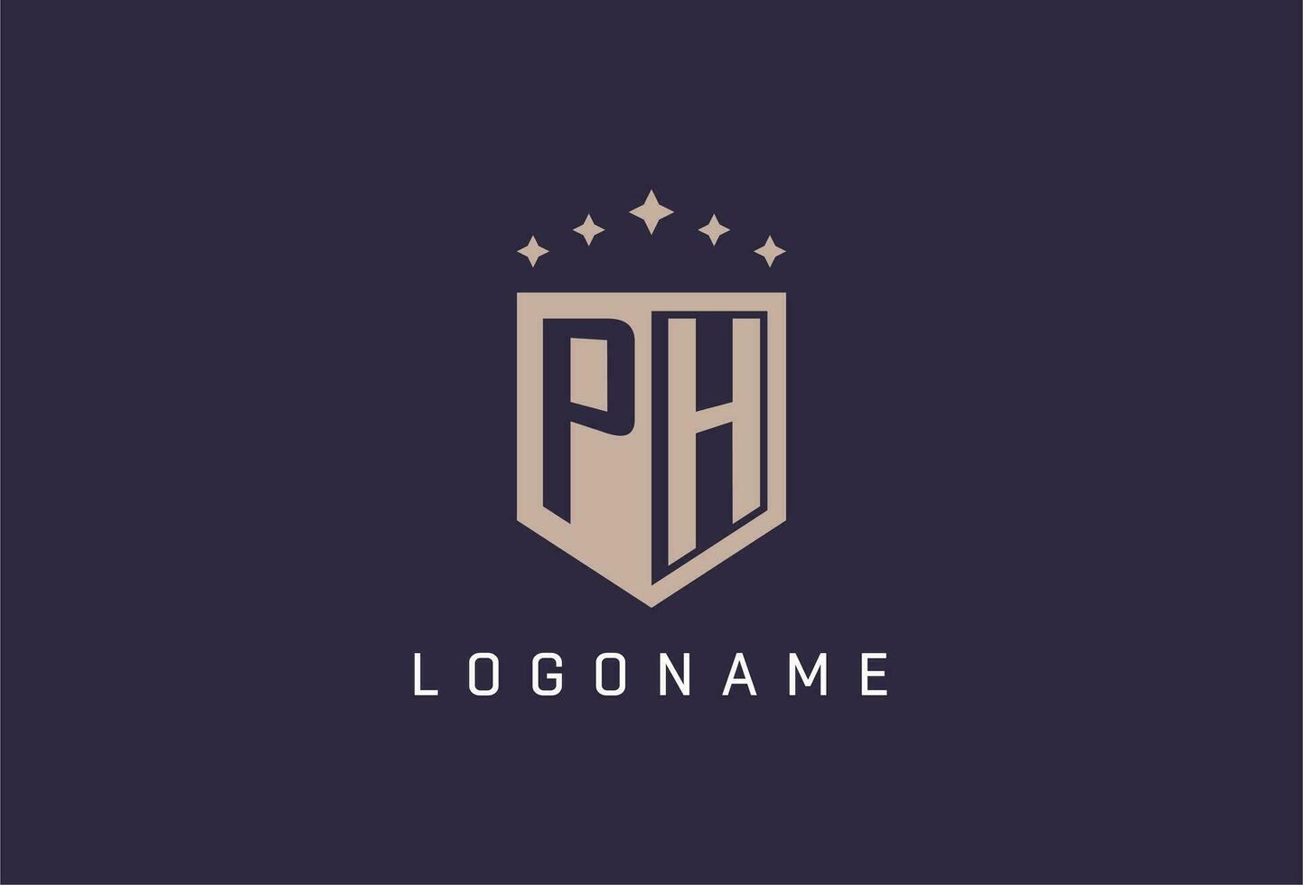 PH initial shield logo icon geometric style design vector