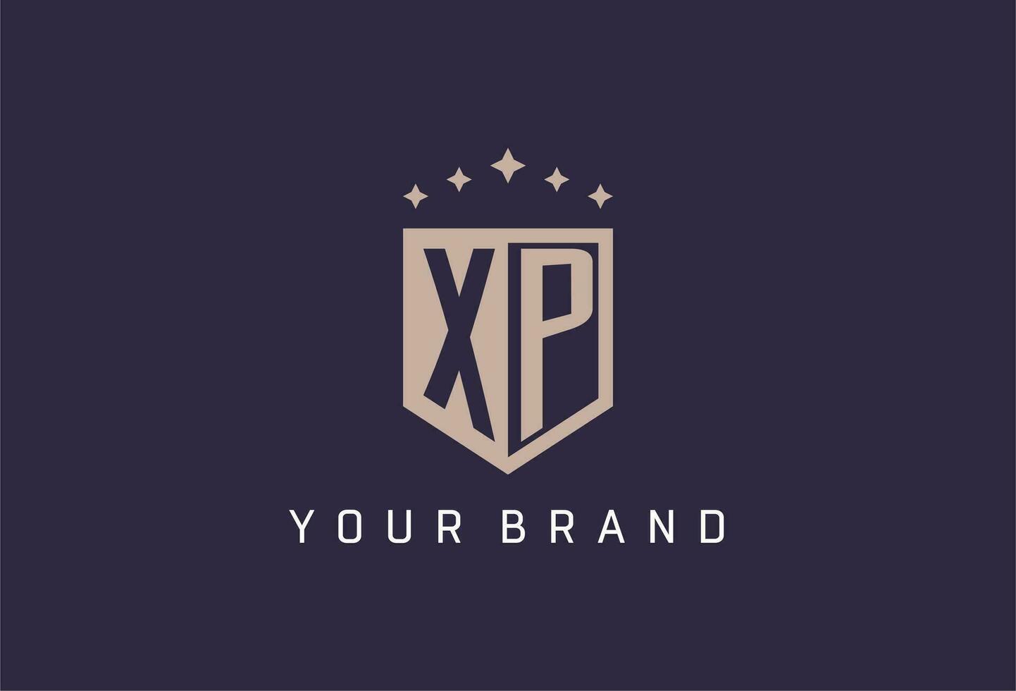 XP initial shield logo icon geometric style design vector