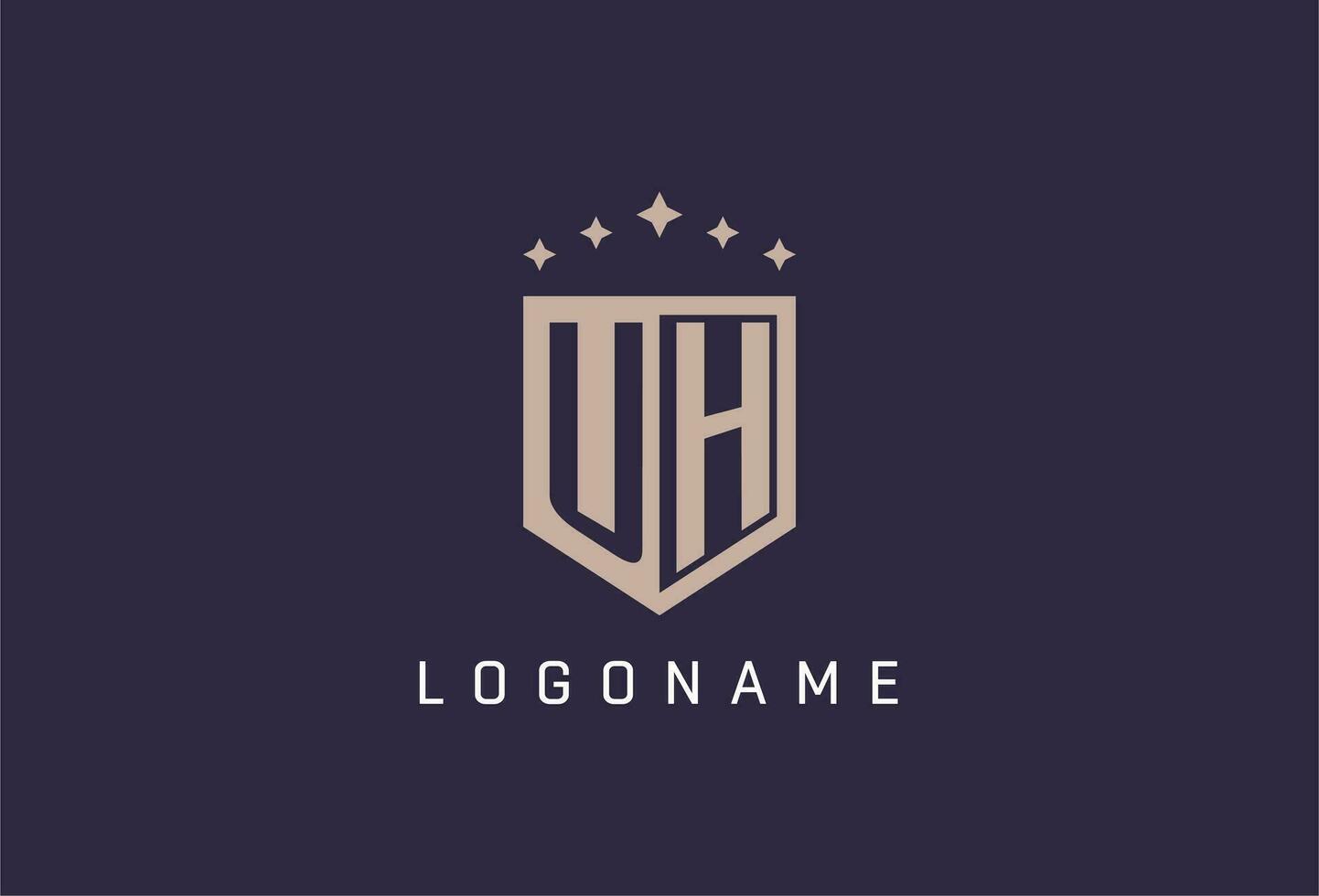 UH initial shield logo icon geometric style design vector