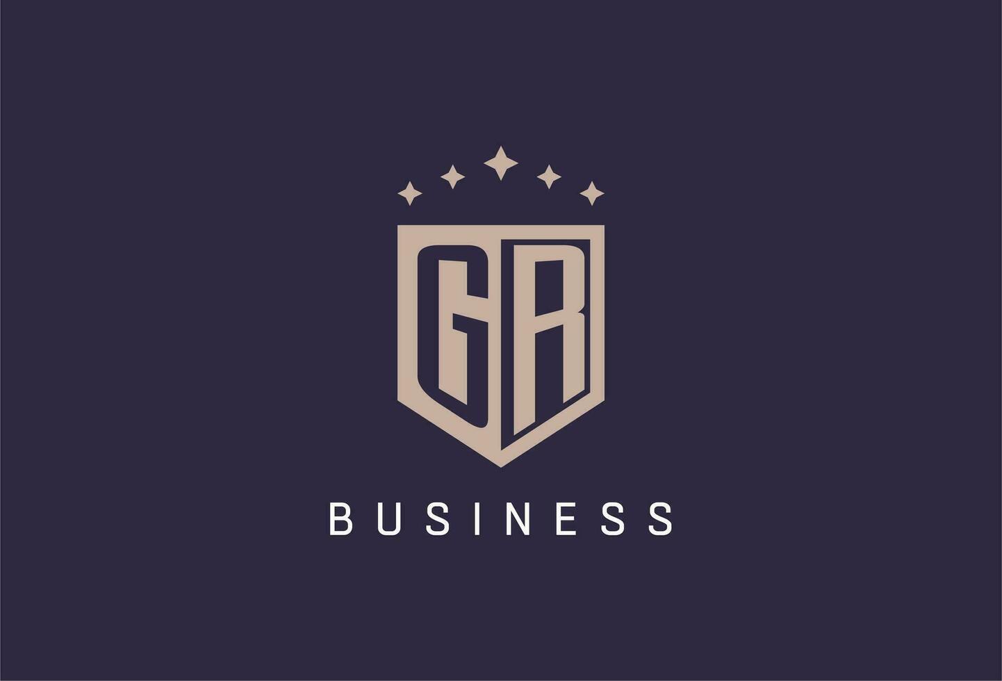 GR initial shield logo icon geometric style design vector