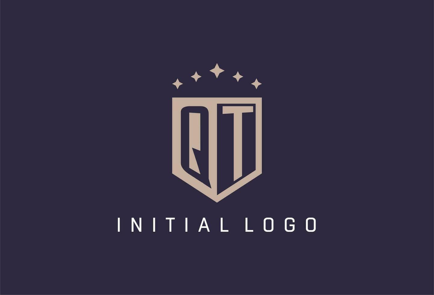 QT initial shield logo icon geometric style design vector