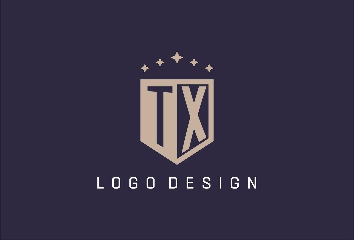 tx inicial proteger logo icono geométrico estilo diseño vector