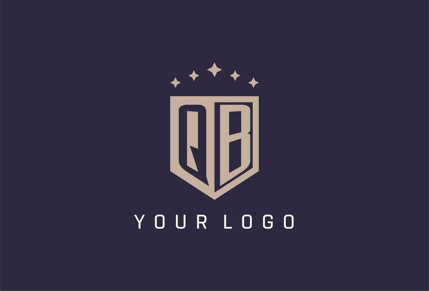 QB initial shield logo icon geometric style design vector
