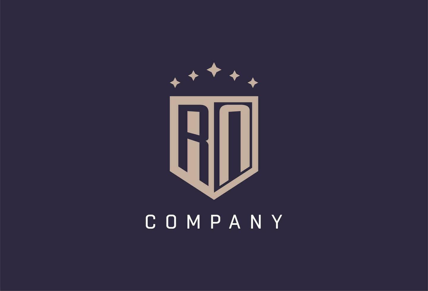 RN initial shield logo icon geometric style design vector