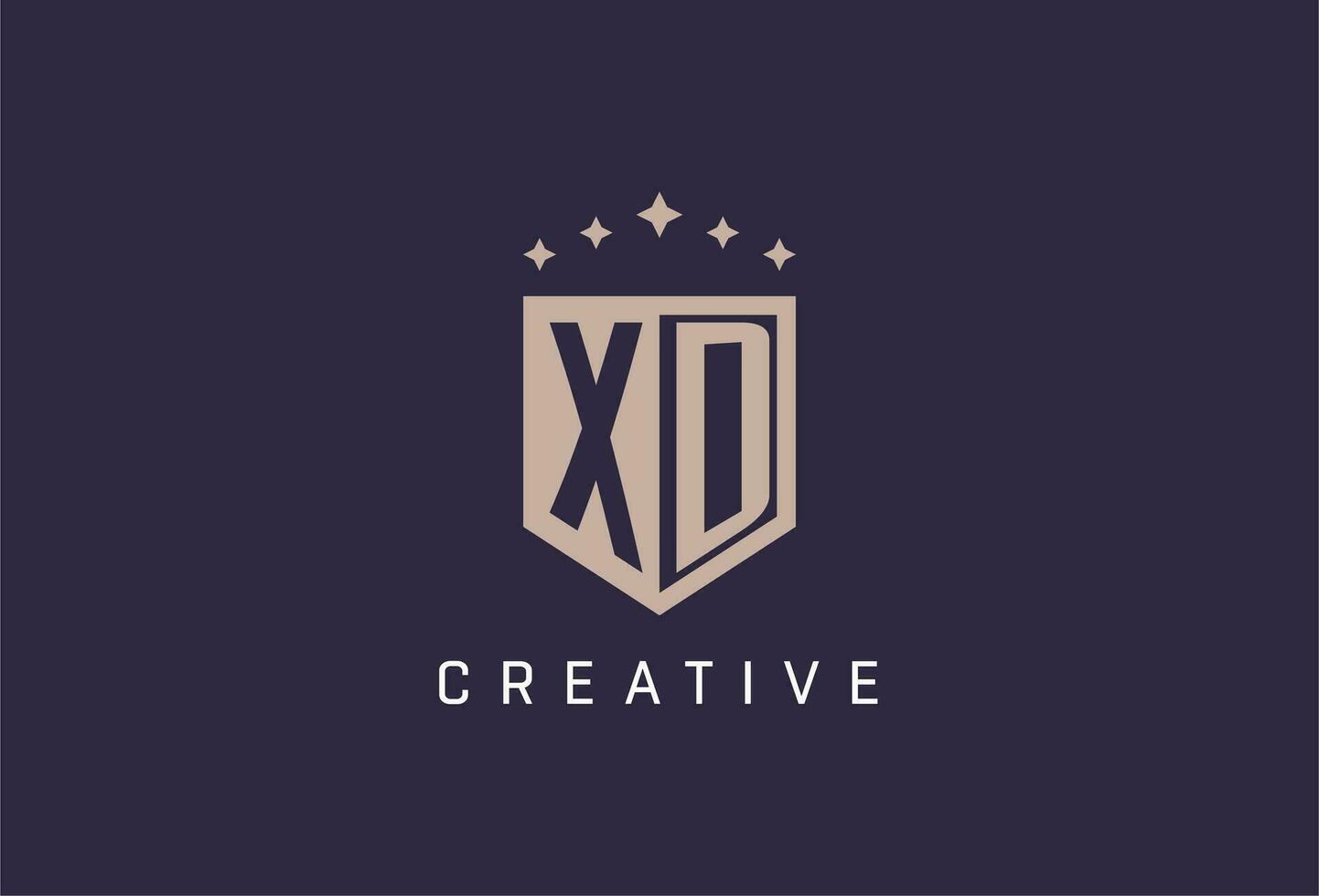 XD initial shield logo icon geometric style design vector