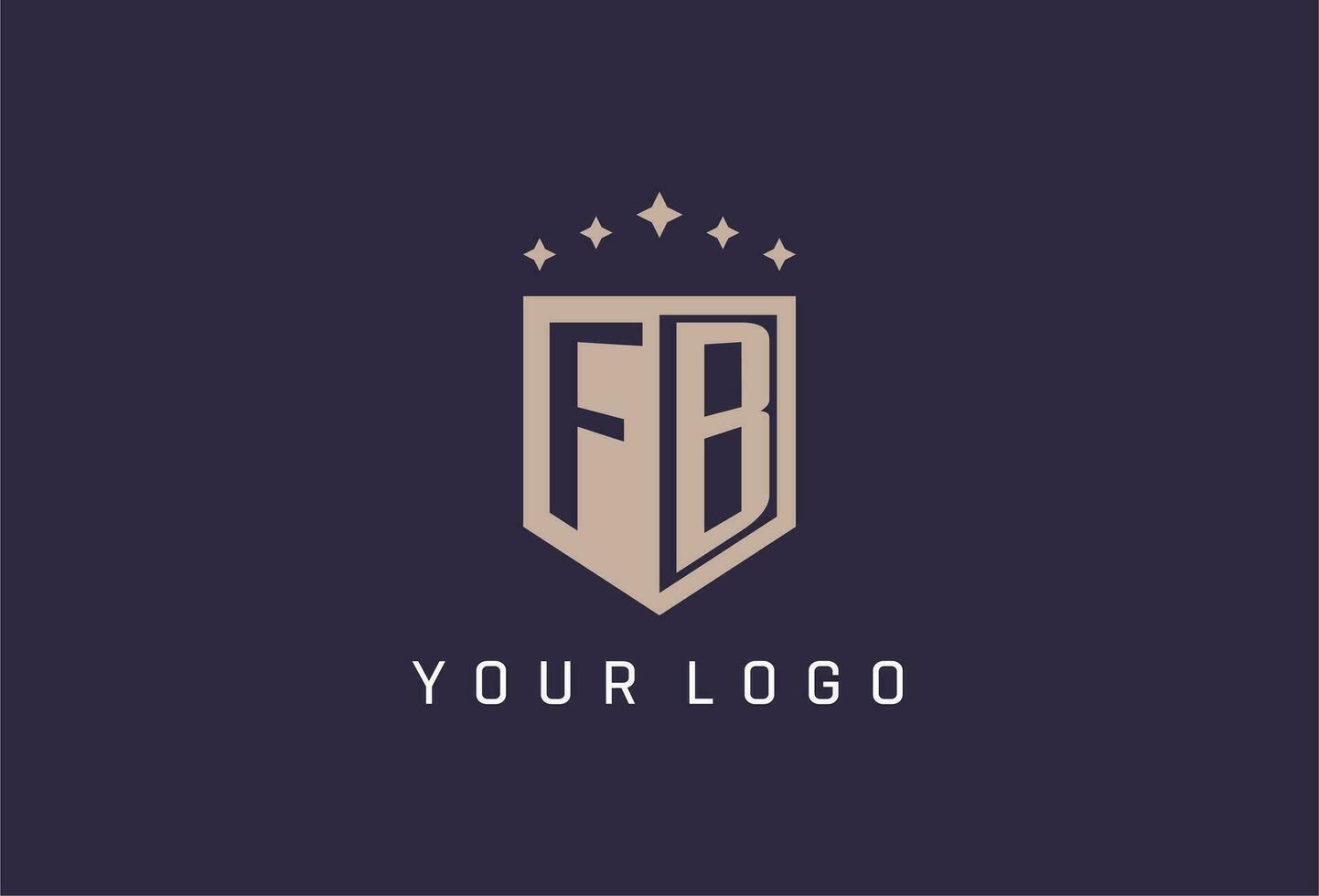FB initial shield logo icon geometric style design vector