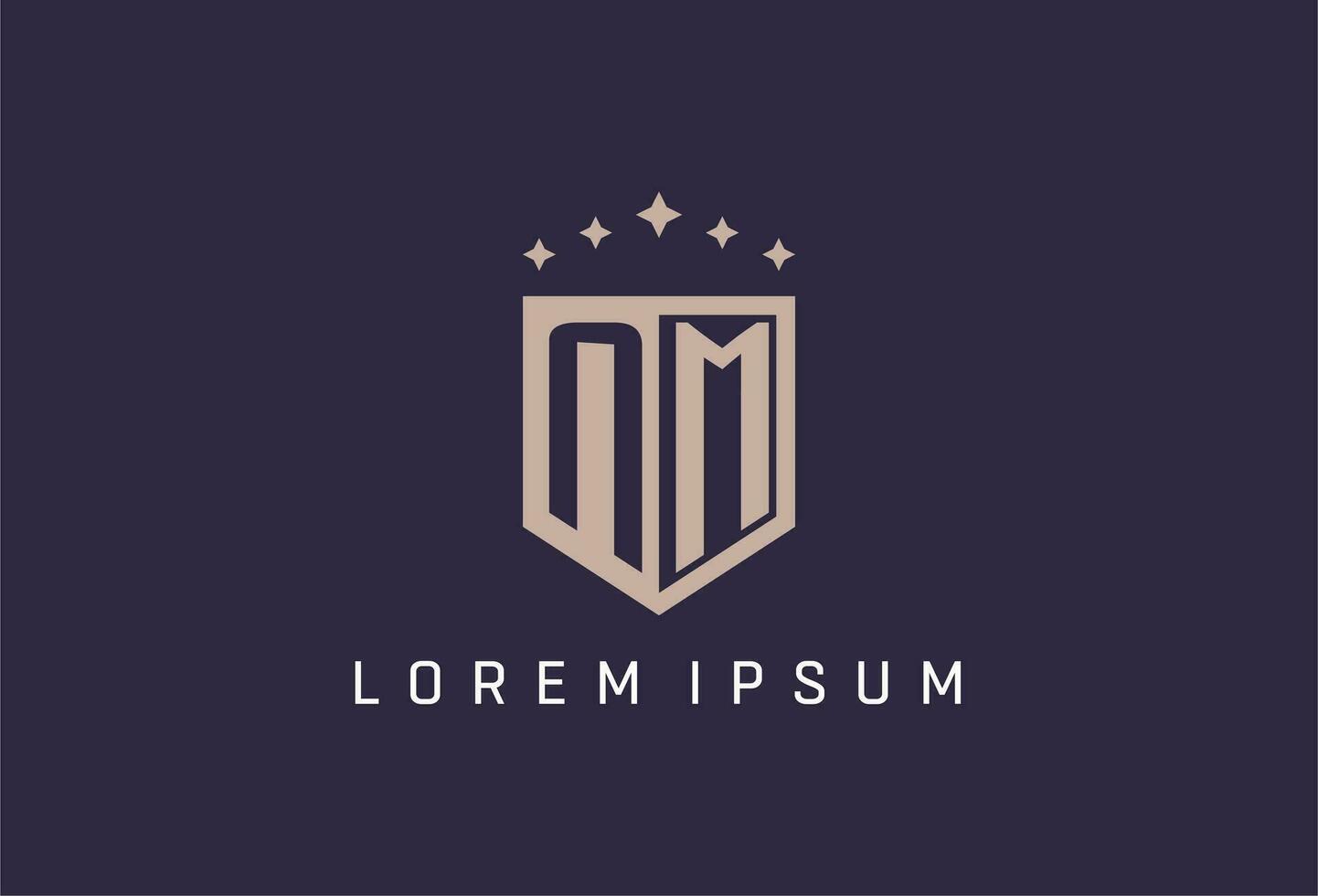 NM initial shield logo icon geometric style design vector