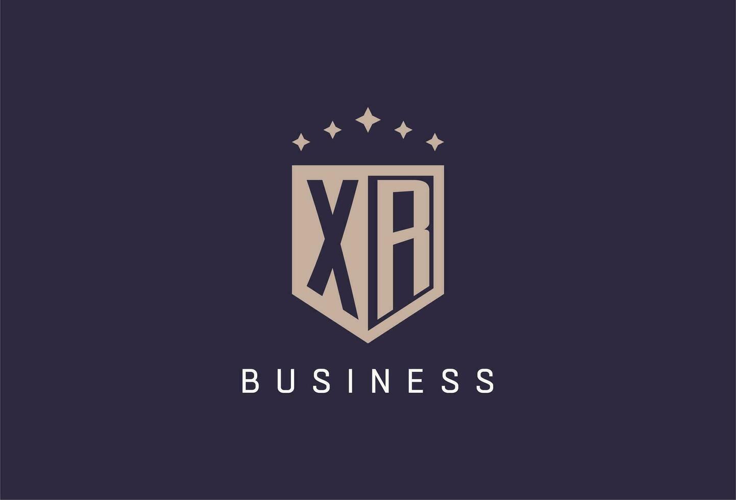 XR initial shield logo icon geometric style design vector