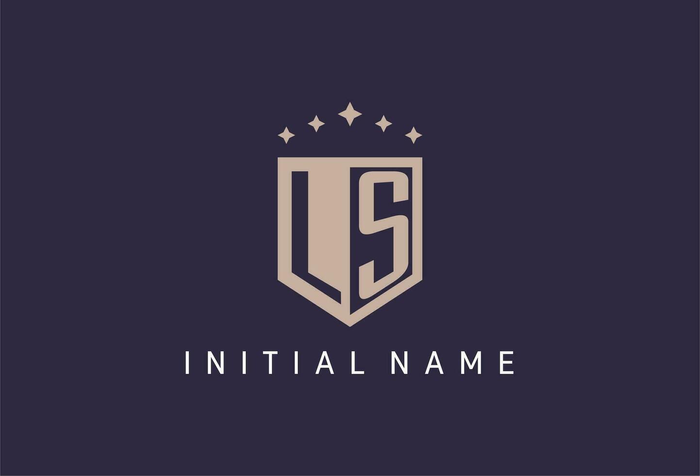 LS initial shield logo icon geometric style design vector