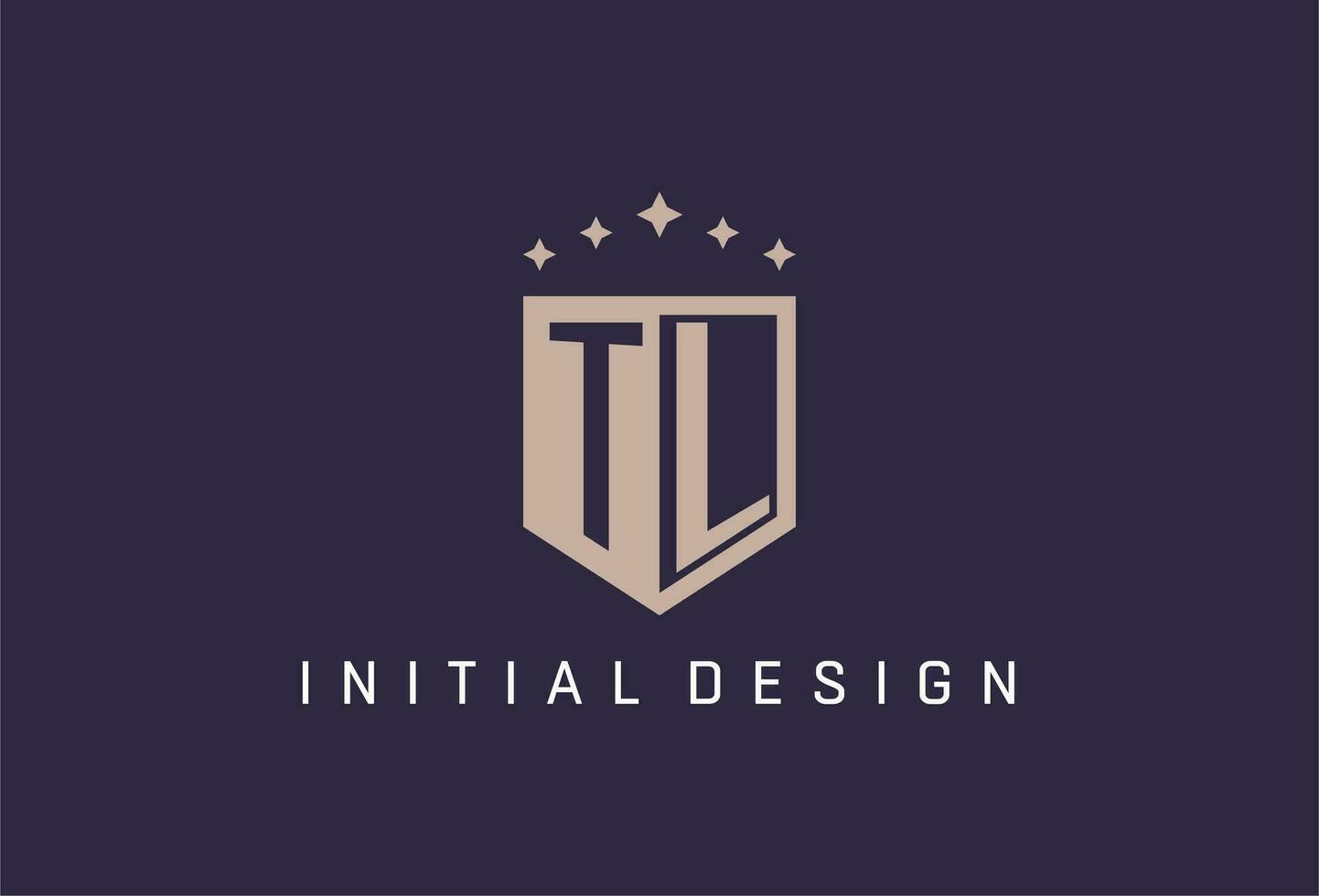 TL initial shield logo icon geometric style design vector