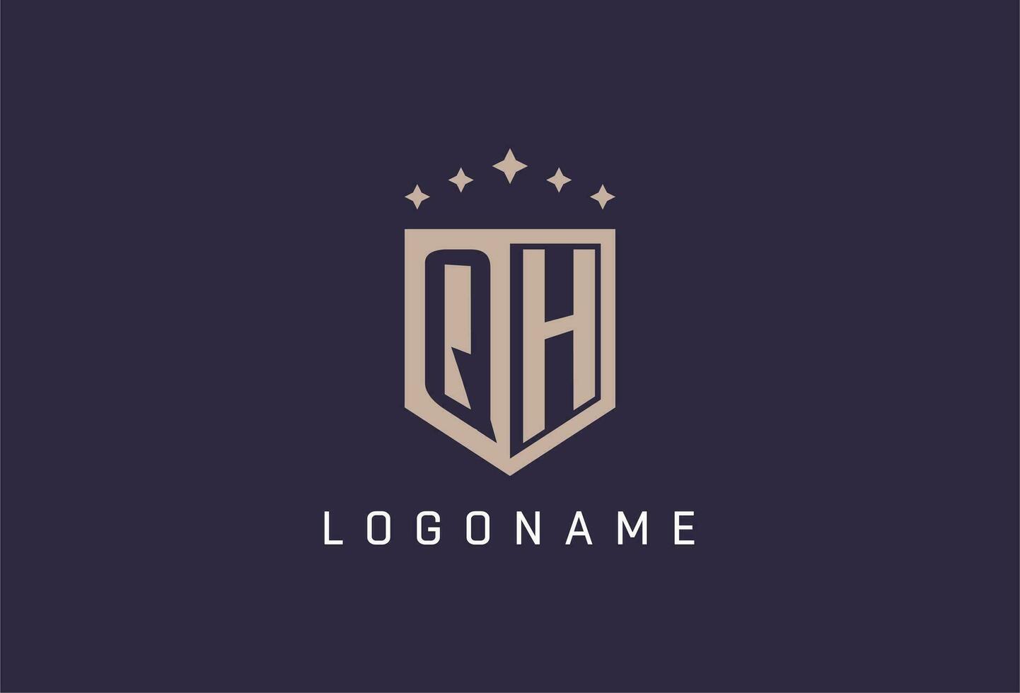 QH initial shield logo icon geometric style design vector