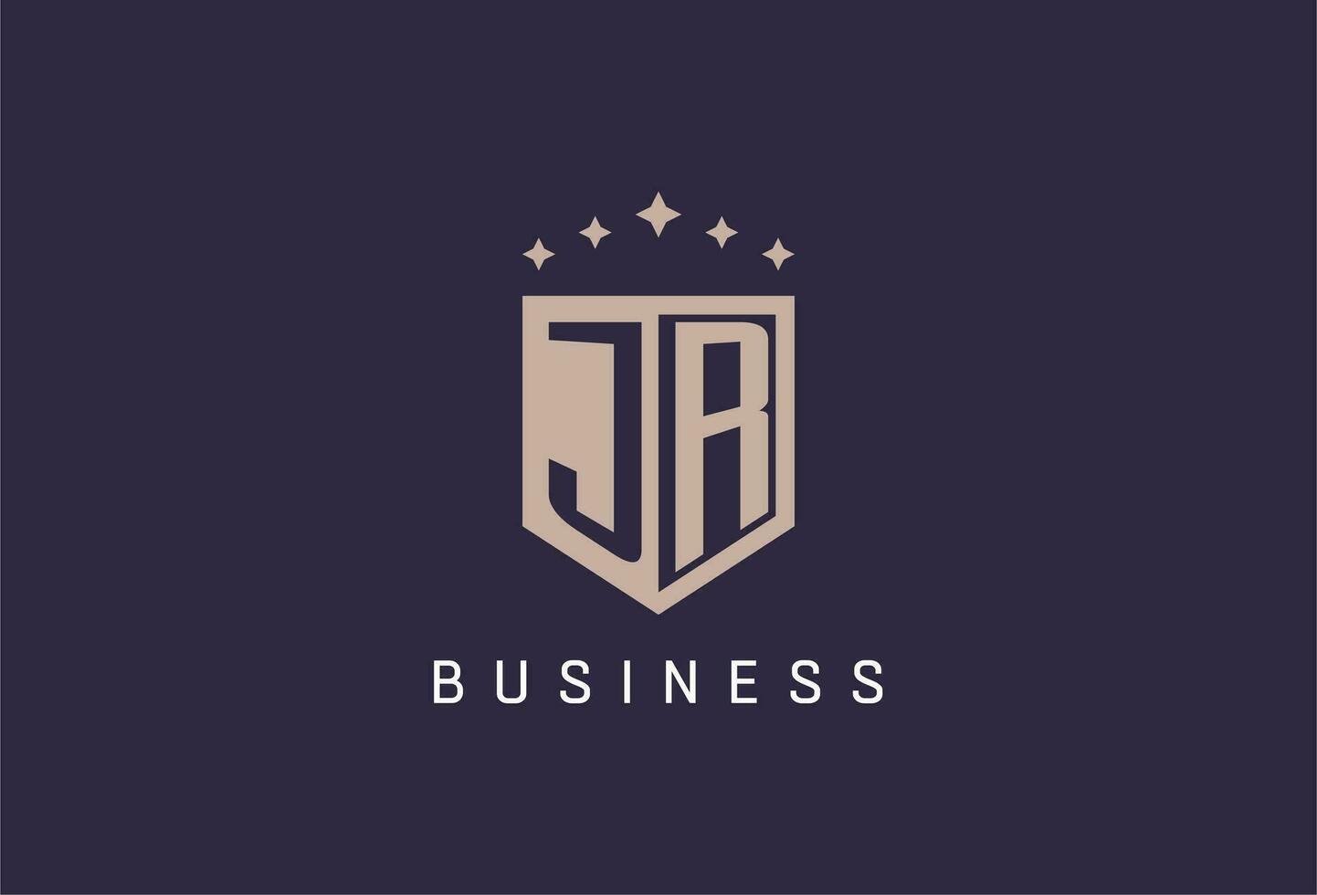 JR initial shield logo icon geometric style design vector