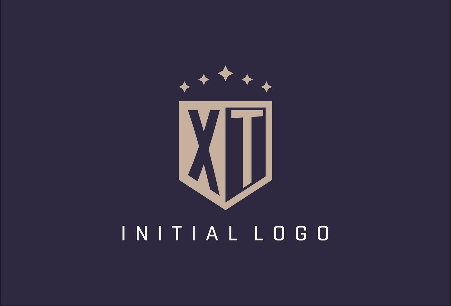 XT initial shield logo icon geometric style design vector