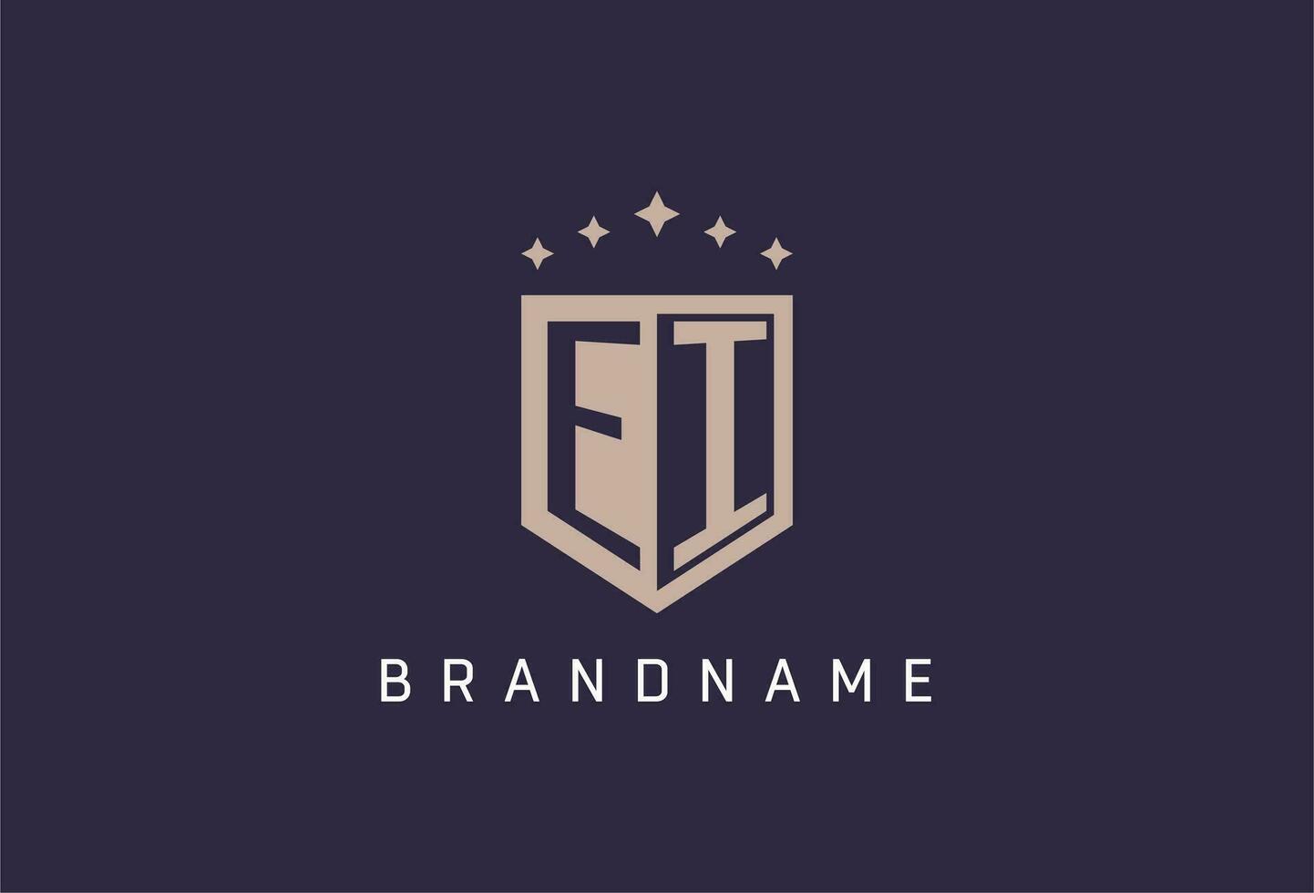 EI initial shield logo icon geometric style design vector