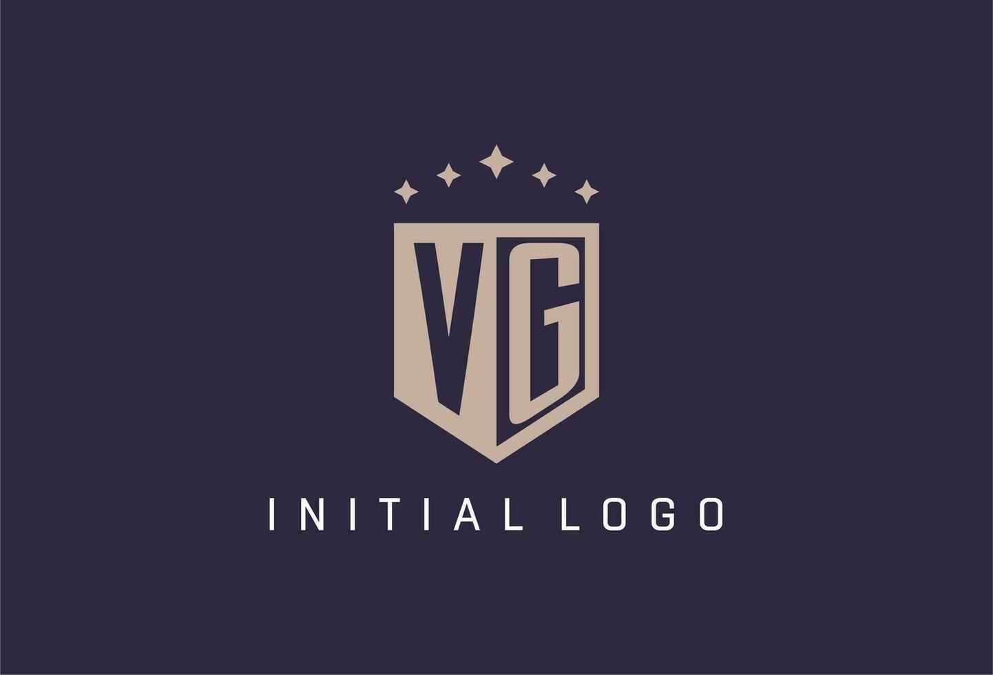 vg inicial proteger logo icono geométrico estilo diseño vector