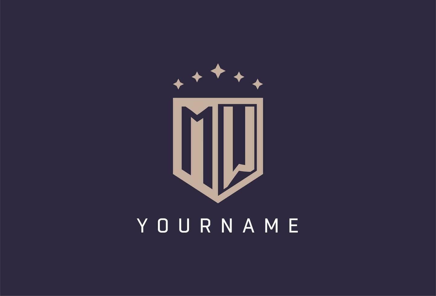MW initial shield logo icon geometric style design vector
