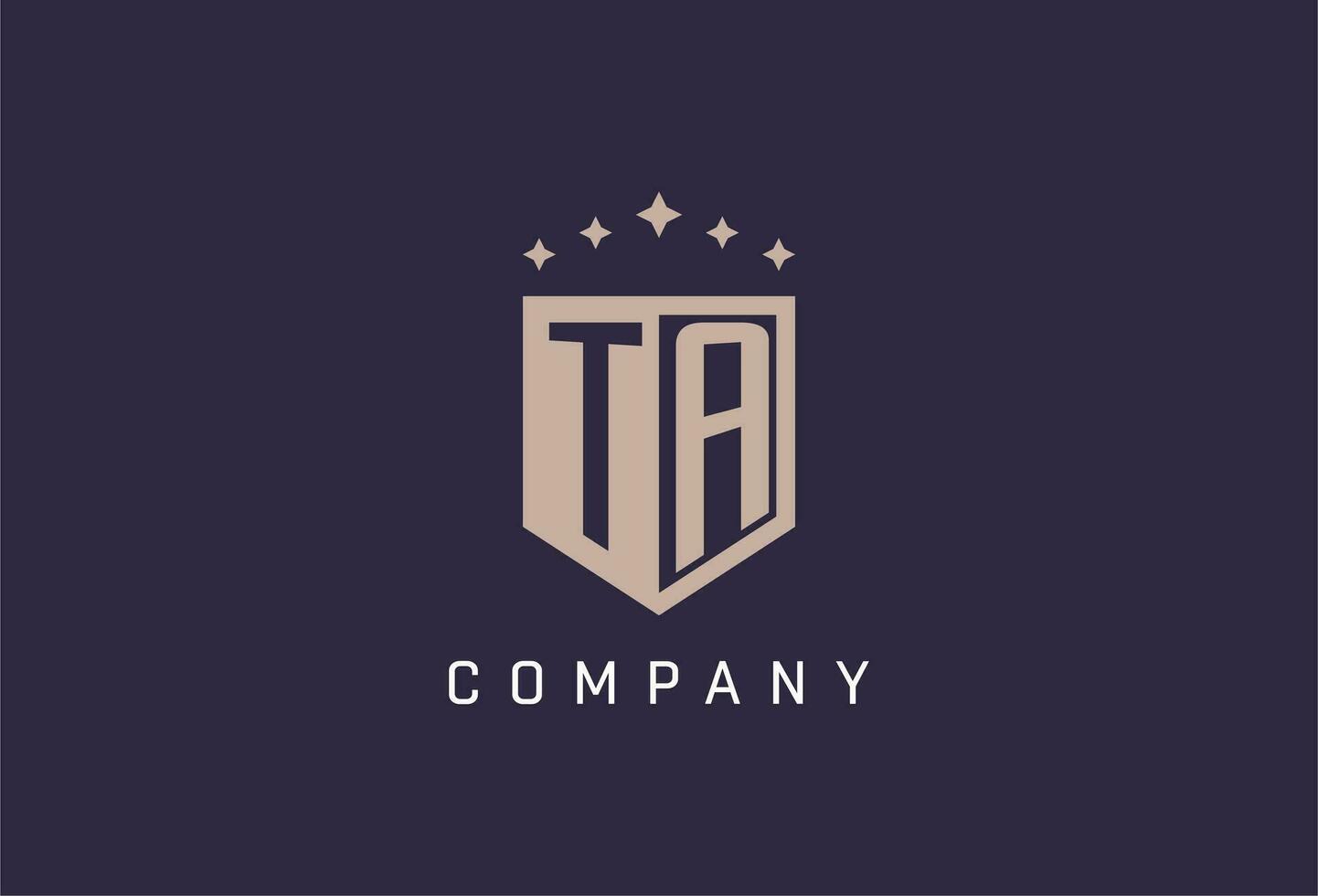 TA initial shield logo icon geometric style design vector