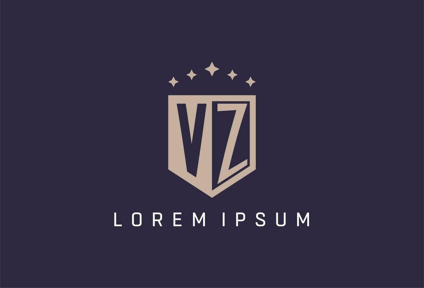 VZ initial shield logo icon geometric style design vector